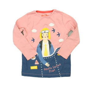 Piccolina Girls Pink | Amelia Earhart Long Sleeve T-Shirt size: 2T